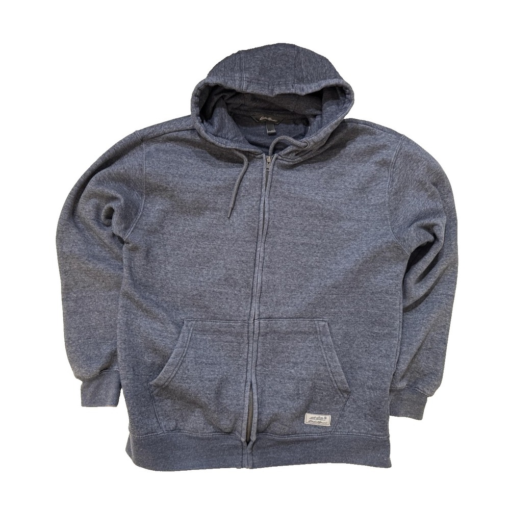 Eddie Bauer Hoodie Mens Large Gray Full Zip Fleece‎ Sweatshirt Casual Gorpcore